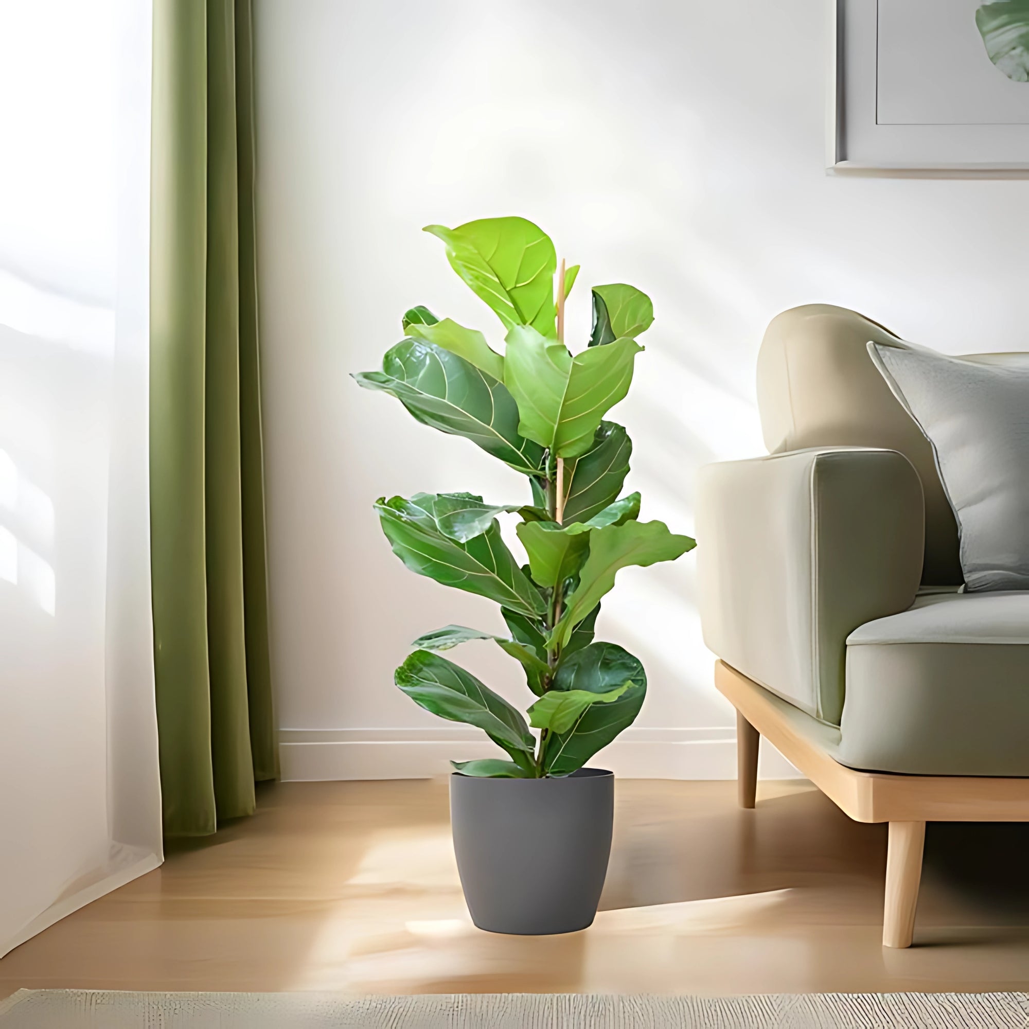 Vioolbladplant struik ↕80cm - Ø21cm | Met Viber pot - Grijs