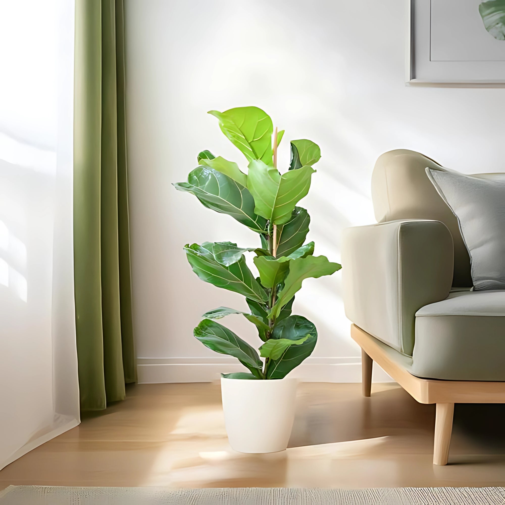 Vioolbladplant struik ↕80cm - Ø21cm | Met Viber pot - Wit